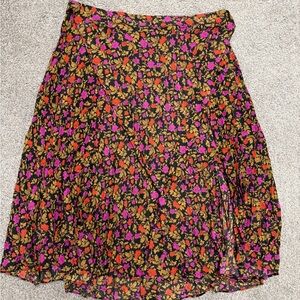 Skies Are Blue A-Line Skirt with Pink and Orange Floral